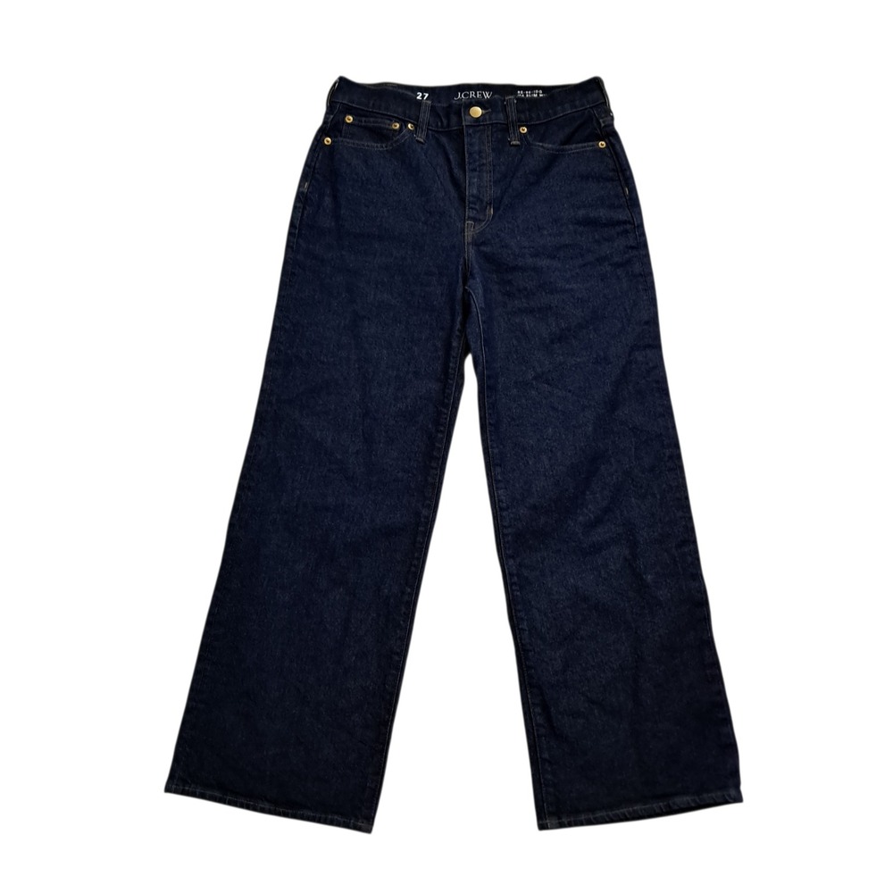 J. Crew Jeans Womens 27 Dark Indigo '96 Slim Wide Leg High Rise Stretch Denim